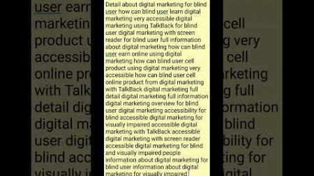 digital marketing is useful and accessible for blind how can earn online from digital marketing 🔥🔥🔥