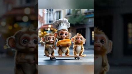 Delicious food is coming. #youtubeshorts #monkey #funny #pets #animals #shorts #cute #ai #fyp