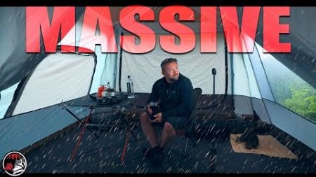 RAIN Camping in a MASSIVE Instant Pop-up Tent - ASMR Rain Camping Adventure