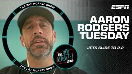 AARON RODGERS TUESDAY ✈️ Bad weather in Jets&#39; Week 4 loss, cadence talk &amp; MORE | The Pat McAfee Show