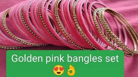 Bangles design#Golden pink bangles set#Fabric metal bangles#Bangles in trend