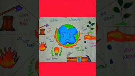 Global Warming poster drawing| Climate change| Save environment| Save Earth| Save Trees| Save Nature