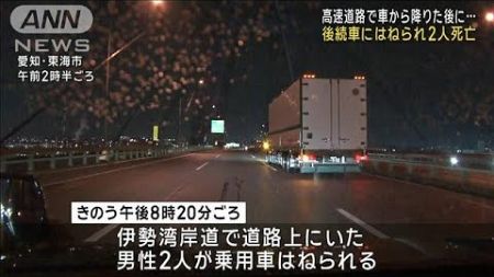 伊勢湾岸道で後続車にはねられ男性2人死亡　事故対応中か(2024年10月4日)