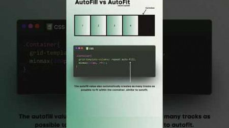 AutoFill Vs AutoFit #css3 #webdesign #webdevelopment #coding #shorts #shortsfeed #html5css3 #viral