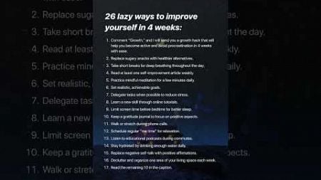 26 lazy ways to improve yourself in 4 weeks #manipulation #psychology