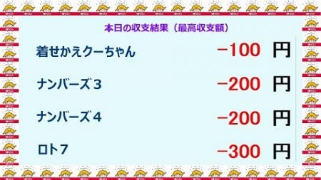 宝くじ　NumSR収支結果　2024-10-04 （金）