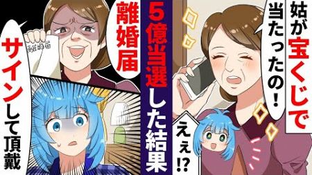 姑が宝くじで5億当選。「1億やるから離婚しな！」→手切れ金のことが夫と新しい嫁候補にバレた結果