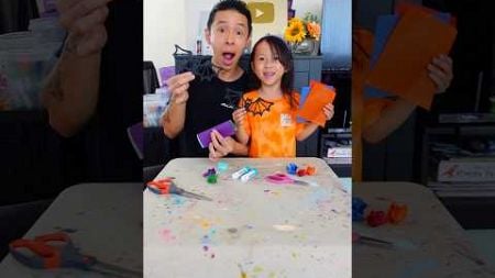 Suncatchers Window Craft Art Challenge with Spooky Bats! Who Won!? #shorts #artchallenges