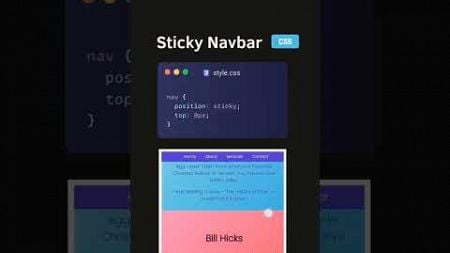 Sticky Navbar trick using position in CSS #navbar #stickynavbar #shorts #shortsfeed #webdesign