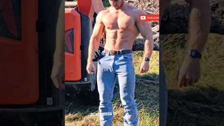 Handsome bodybuilder in jeans with dynamic fitness #shorts