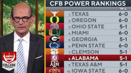 ESPN &quot;Breaking Down&quot; College Football Power Rankings Week 8: 1.Texas 2.Oregon 3.Ohio State 4.Miami?