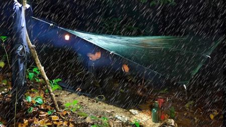 Amazing Heavy Rain || Solo Bushcraft Camping In The Heavy Rain In Rain Forest