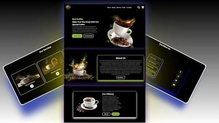 How To Create Responsive Coffee Website Using HTML And CSS | Responsive Coffee Shop Website