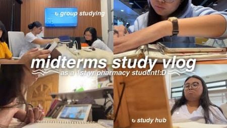 midterm exams 📚 | pharmacy student, group studying, notes + productivity at a study hub:D