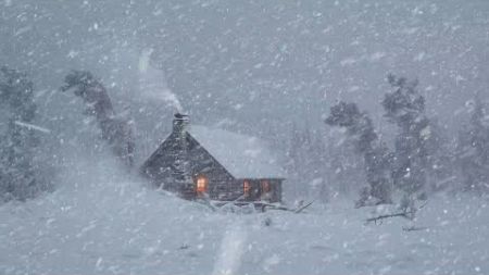 ❄ Schreckliche Kälte, Heulende Winde Und Schneestürme In Einer Eisigen Umgebung Zur Entspannung