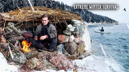 3 Days Winter Camping: Surviving on a FROZEN ISLAND (No Sleepingbag)