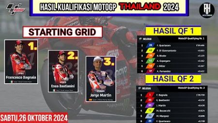 Hasil Kualifikasi Motogp Hari ini~Hasil Kualifikasi Gp Thailand 2024~Starting Grid Motogp Thailand