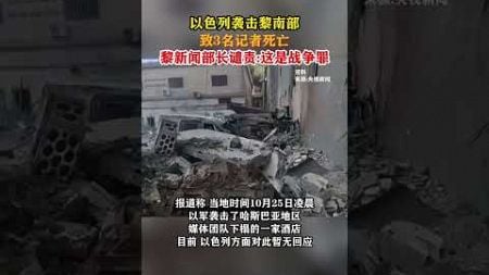 以色列袭击黎南部致3名记者死亡黎新闻部长谴责：这是战争罪#海峡新干线