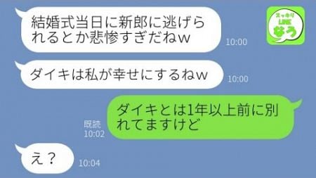 【LINE】結婚式当日、元カノが乱入して新郎を奪って逃走「惨めで爆笑だわｗ」→勝ち誇る勘違い略奪女にある事実を伝えた時の反応が…w【総集編】