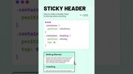 Sticky header using HTML CSS #css #stickyheader #webdesign #shorts #shortsfeed #coding #viral