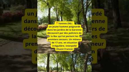 📍Vannes (56) : un jeune homme poignardé dans les jardins de la Garenne découvert par des policiers