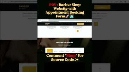 Barber Shop responsive website free animated html css js Free Sources code here#shorts #coding