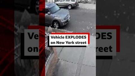 Watch moment car explodes on a quiet residential New York street. #Explosion #NewYork #BBCNews