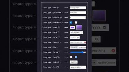 HTML All Input Type #coding #webdevelopement #webdesign #html