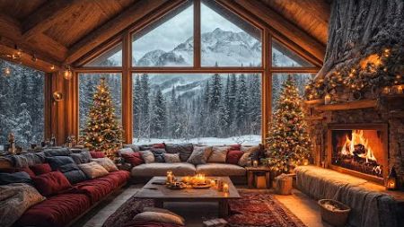 Winter Cozy Christmas Jazz Relaxing Music for Good Mood, Festive Vibes 🎄 Warm Cabin Room &amp; FIreplace