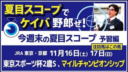 【夏目スコープ　予習編】#マイルチャンピオンシップ 、 #東京スポーツ杯2歳S　出走予定登録馬から、本命候補で狙える馬、注目馬、穴馬にロックオン【週末に向けての重賞競馬予想参考データ解説】