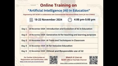 Online Training on &quot;Artificial Intelligence (AI) in Education&quot; ( CIET - NCERT )