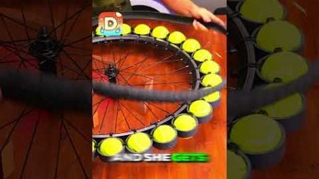 This girl created an invincible tire with tennis balls?! #shorts