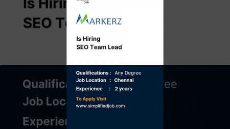 Markerz Global Solutions is hiring SEO Team Lead - Simplified job