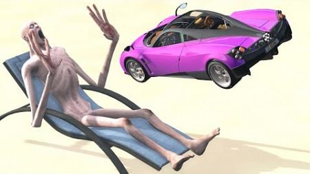 DEADLIEST Cars Jumping Into Giant Nuclear Centrale with SCP-096 - Beamng Drive Total Destruction #2