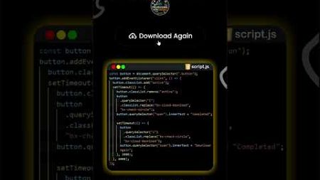 Animated Download Button in HTML CSS and JavaScript #programmingwithkrishna #html #css #js #coding