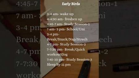 Daily Routine | Timetable for Night Owl, Early Bird | #shorts #productivity #aptchallenge #apt