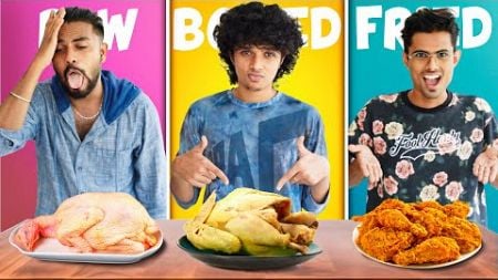 RAW vs BOILED vs FRIED Food Challenge 🤩 Funny Food Challenge