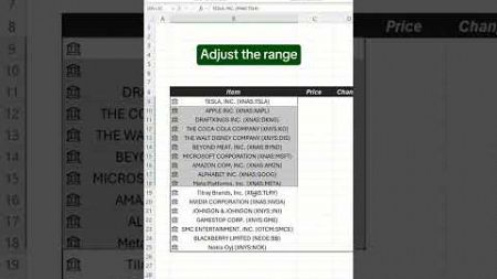 A LIVE Stock Portfolio Tracker in Excel?! 🤯 #excel #exceltips #exceltricks #finance #shorts