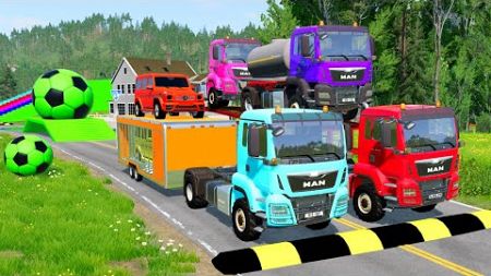 TRANSPORTING PIXAR CARS &amp; FRUITS WITH COLORED &amp; JOHN DEERE vs CLAAS vs TRACTORS - BeamNG.drive #962