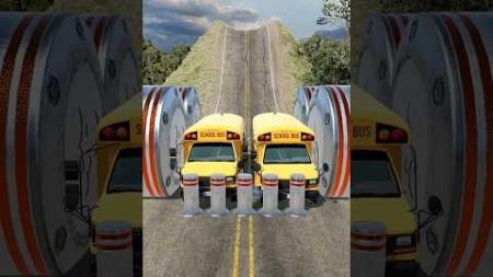 Cars &amp; School Bus vs Hydraulic Crush - BeamNG.Drive