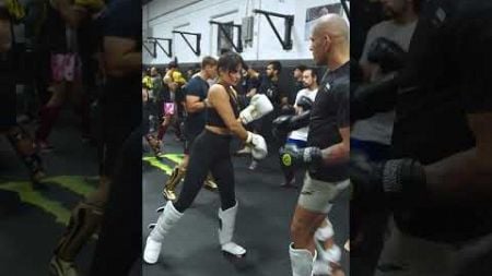 UFC Alex Pereira teaches Nina Drama how to do kickboxing LMAO #shorts #mma #ufc