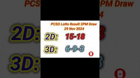 Lotto Result Today 2pm live draw 29 November 2024 Swertres Ez2 PCSO complete 2pm result today