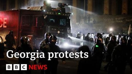 Police in Georgia use water cannon as EU protests erupt for second night | BBC News