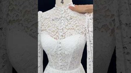 Corset high neck long sleeves lace wedding dress #dress #gown #wedding #dressmaking #fashion #prom