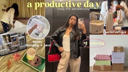 A productive day in my life☀️ living aesthetically, realistic vlog ! Unboxing PR + miniso shopping