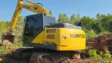 รีวิวรถขุด sumitomo sh130-6 งานขุดตอยางพารากอไผ่จัดหนักจัดเต็ม excavator