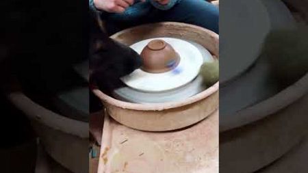 German Shepherd Plays With Tennis Ball on Pottery Wheel