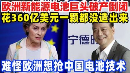 难怪想要中国电池技术，欧洲电池巨头停摆，花360亿美元一颗都没造出来。