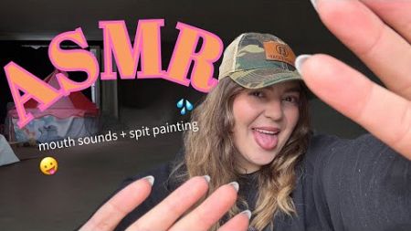 ASMR Fast &amp; Aggressive Mouth Sounds (wet) &amp; Spit Painting (visible)😛💦 Tongue Flutters, Face Touching