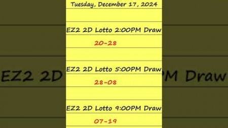 EZ2 Lotto Results Today | Dec 17, 2024 | Hearing Tips 2d | shorts #2d #ez2result